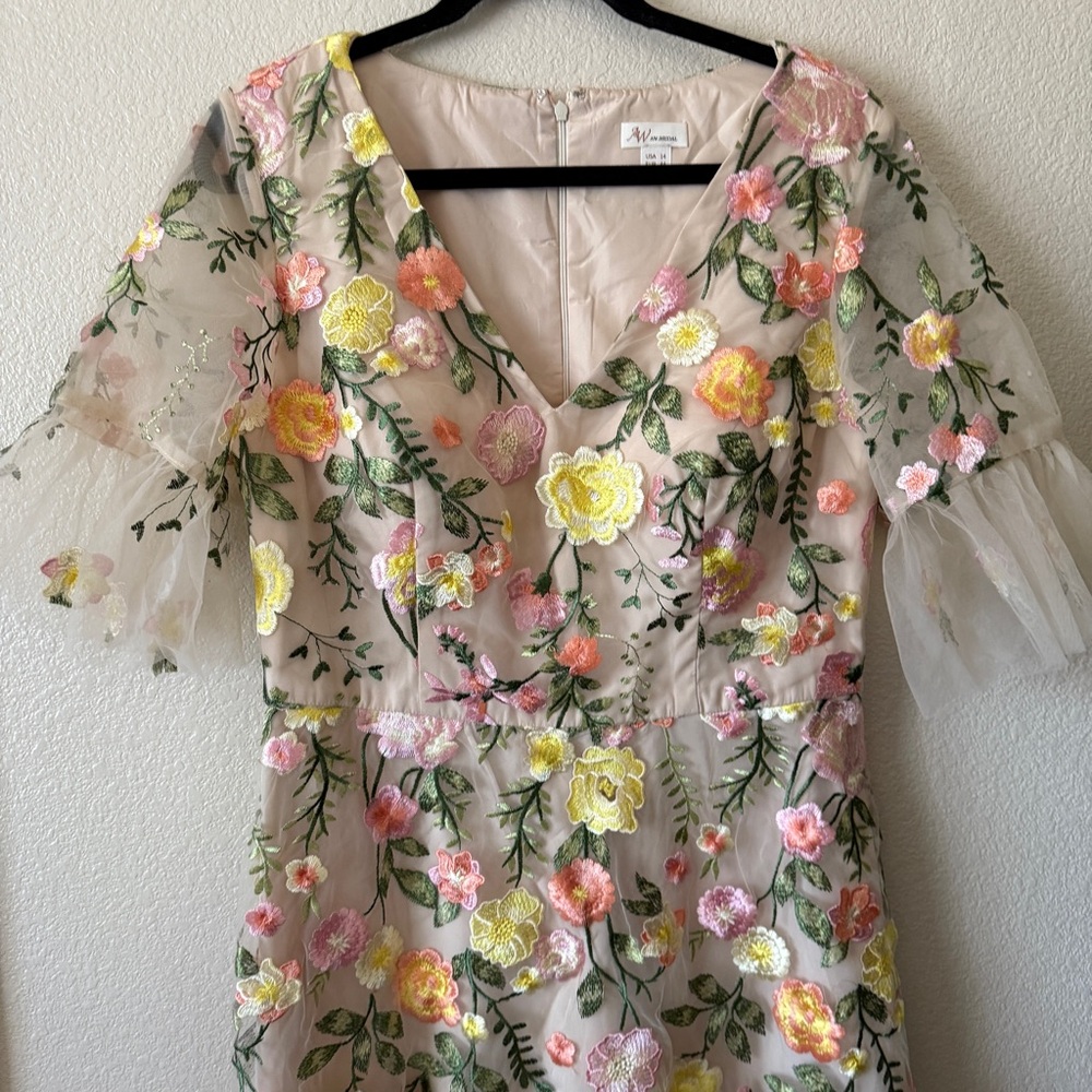 AW Bridal‎ Sz 14 Carole Dress Floral Embroidered Cream Dress - Picture 3 of 13